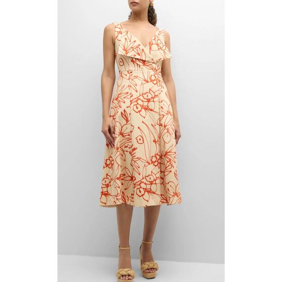 Alexis Vermeer Midi Dress Orange in Orange Brush L - Picture 1 of 4